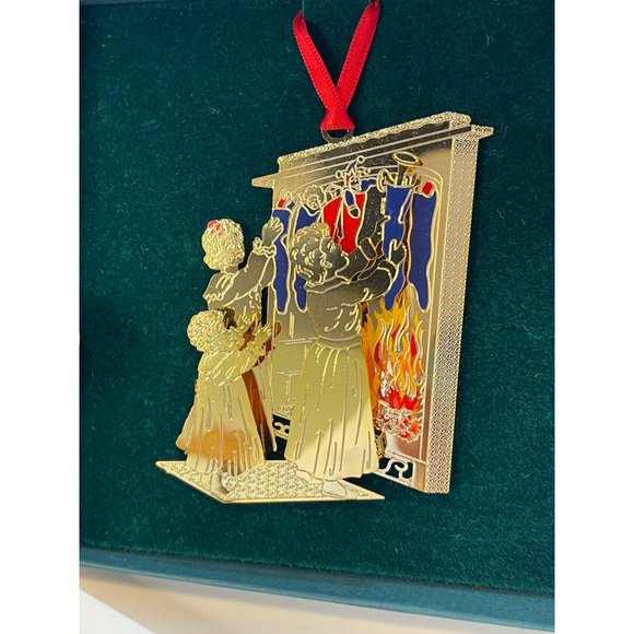 BALDWIN Smithsonian Ornament Gold Laser Cut Enamel Kids Hanging Stockings 1999 - Picture 3 of 6